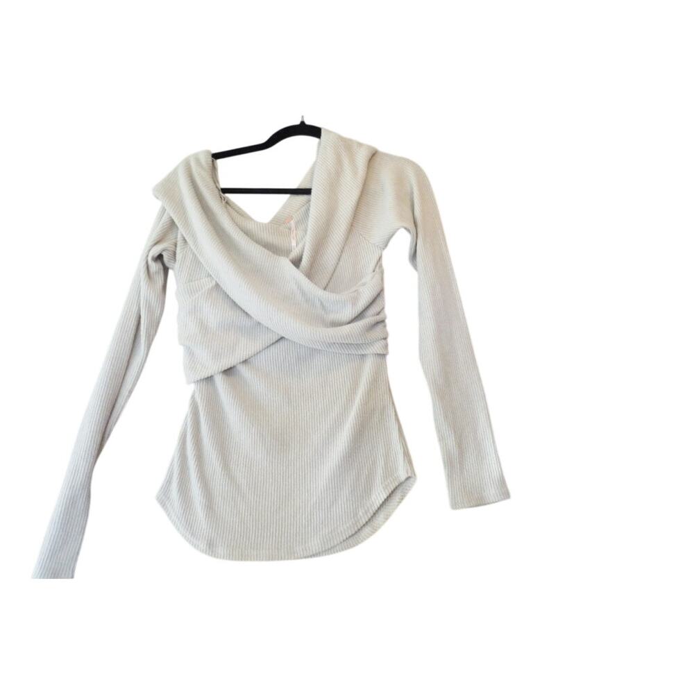 Free People Marley Top NWT Juniper Berry Ribbed Crossover Long Sleeve M